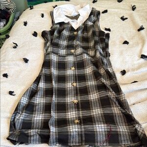 Brown and Black Sleeveless Sundress with Peter Pan Collar